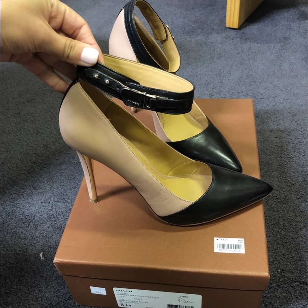 Coach pumps with ankle strap size 8
